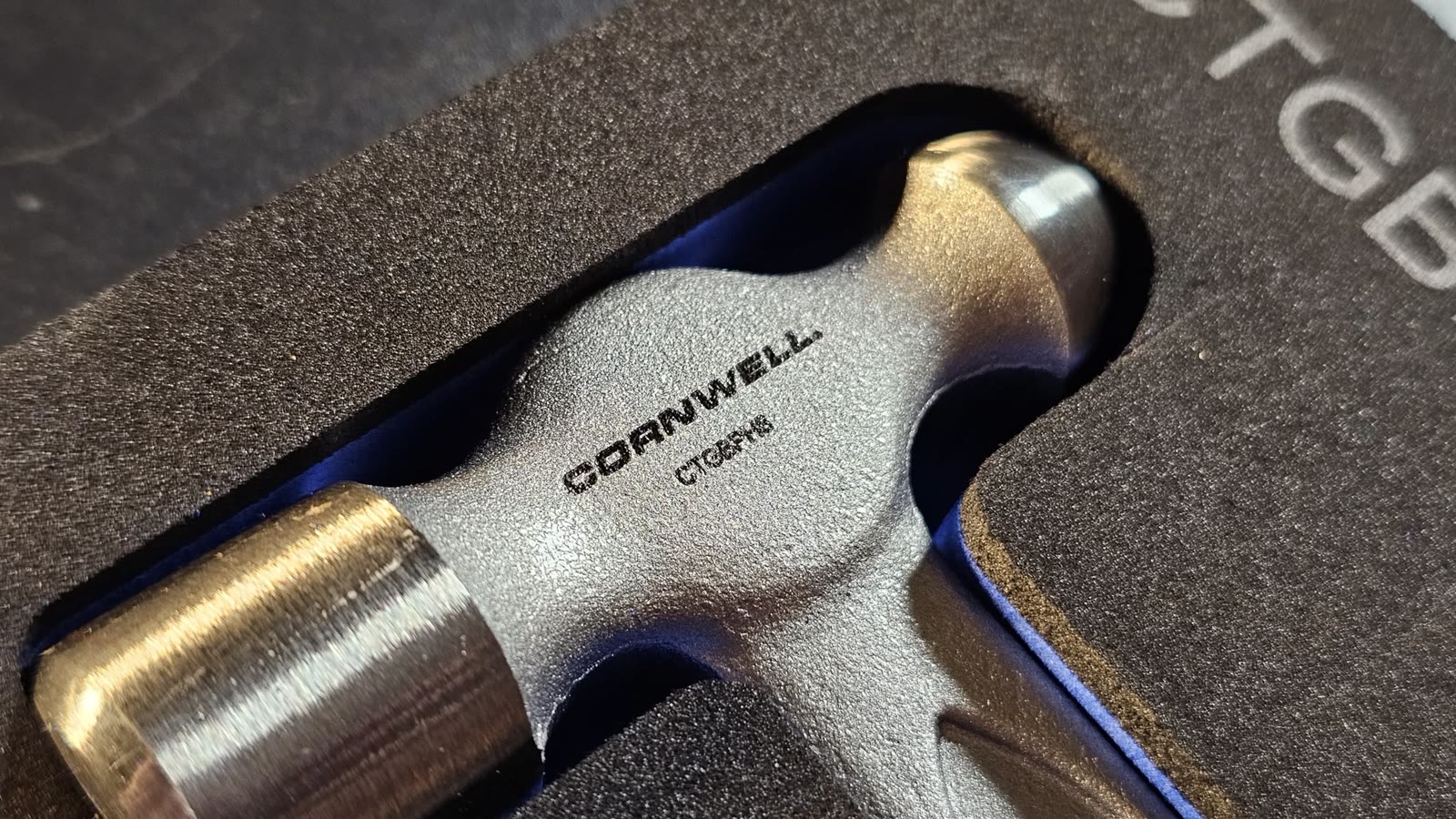 A Cornwell hammer in its foam tray, the kind of tool Tool Co helps you handle warranty and service on right at the truck
