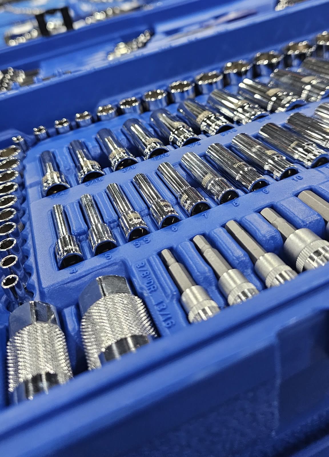 A Cornwell socket set in its case at the Tool Co truck, the kind of kit spec'd to the work a Rio Grande Valley shop runs